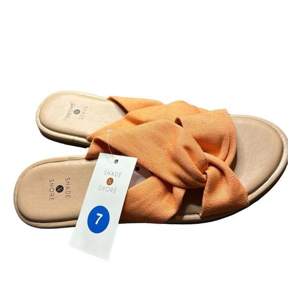 Shade and Shore Slip On Flat Sandal w/Memory Foam-Orange/Tan NWT Size 7 - Picture 4 of 12